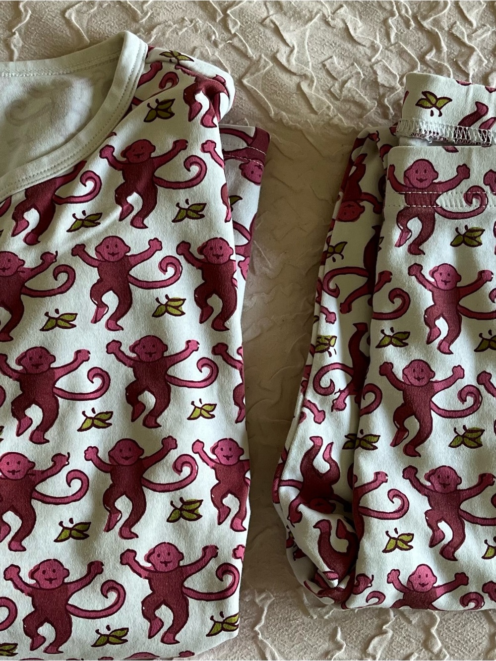 Roller Rabbit Pink and Cream Monkey Print Pajama Set XS
